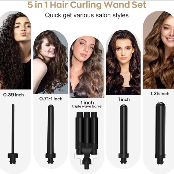 BNIB 5-in-1 Hair Curling Wand Set - Picture 2 of 6
